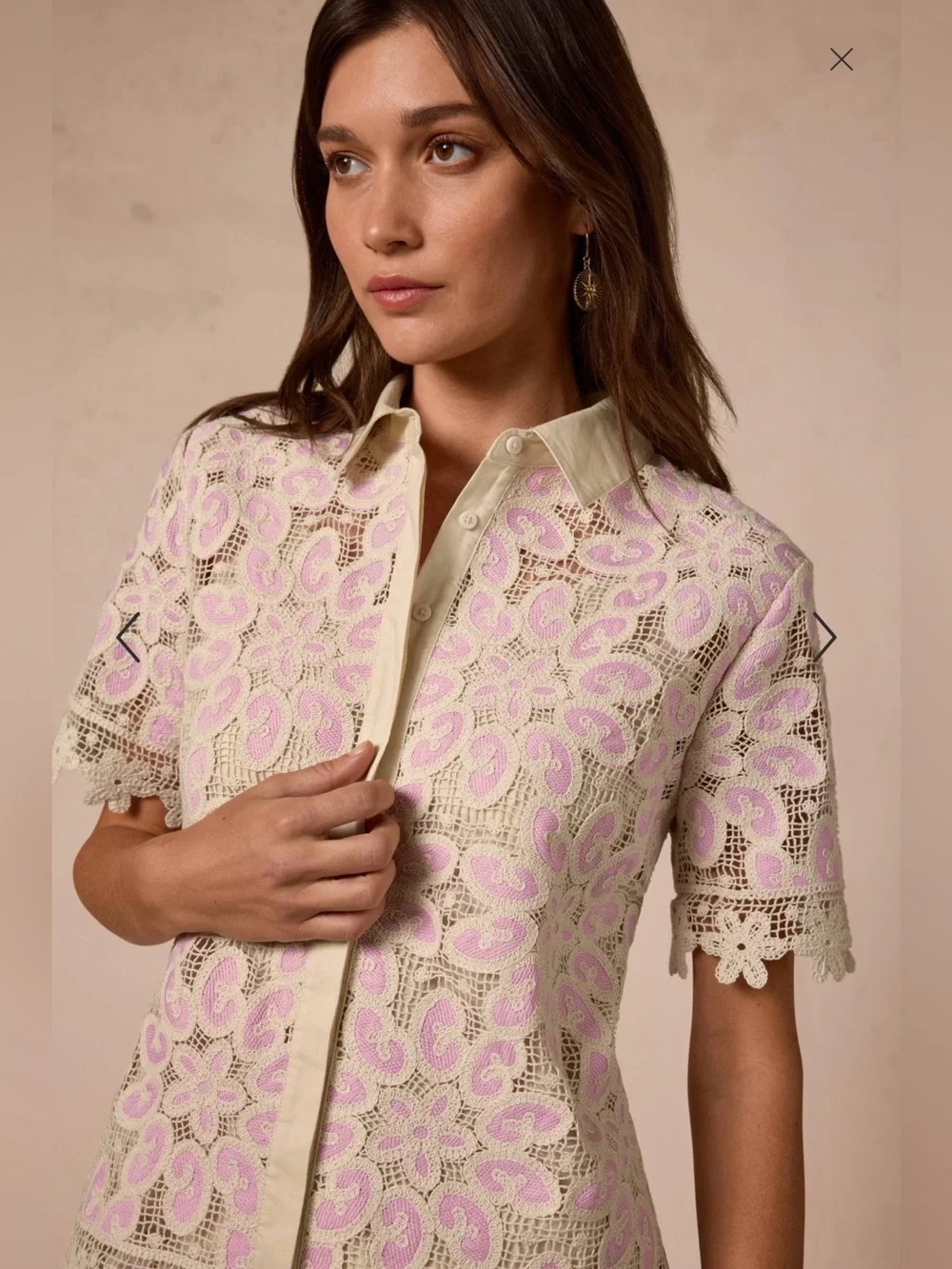 Johnny Was Billie Lace Button Down Shirt Johnny Was Jade size L - Picture 10 of 13